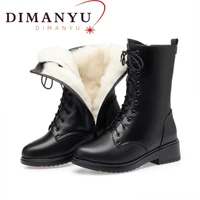 military boots women new genuine leather winter shoes boots women large size 41 42 43 natural wool marton boots women
