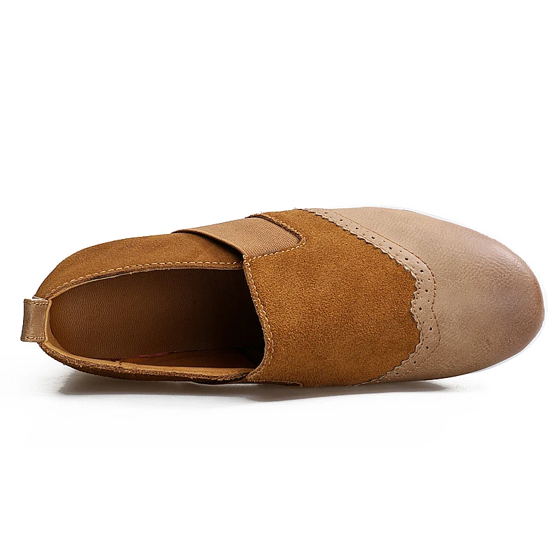 Flat Platform Loafers Woman Cow Suede Women's Heigh Incresing Brogue Shoes Flatform Slip On Oxord  Women Lady