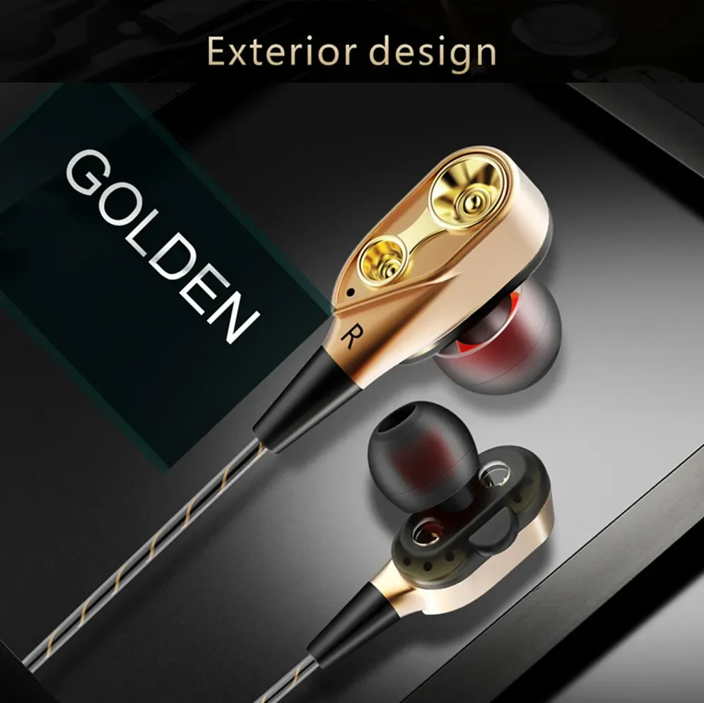 Earphone Strong Bass 4D Stereo HIFI Dual Driver Sport In Ear Earpiece 3.5mm Wired Headset HIFI Earphones With Microphone enlarge