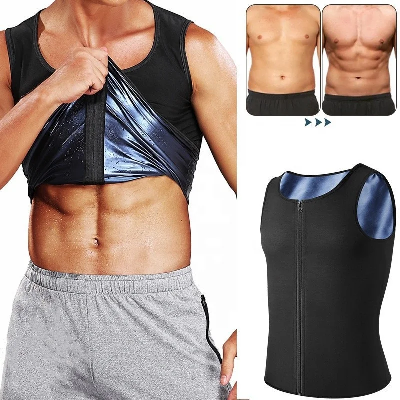 

Men Sauna Shaper Vest Thermo Sweat Shapewear Tank Top Slimming Vest Waist Trainer Gym Fitness Workout Zipper Shirt Fat Burning