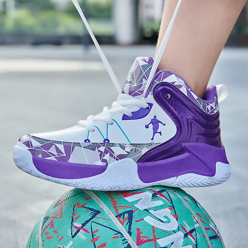 Child High Quality Breathable Leather Basketball Shoes 2022 Children's Basketball Sneakers Fashion Casual Sports Shoes Big 30-40