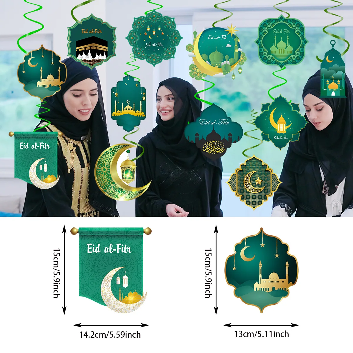 

12Pcs/Lot EID Mubarak Star Moon Castle Paper Pendant 2023 Ramadan Decoration Islamic Muslim Festival Party