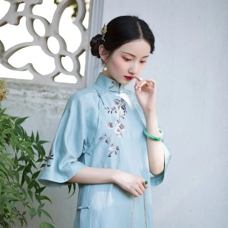 Китайское традиционное платье Qipao Cheongsam Elengant 2024 весна/лето новое улучшенное Ципао