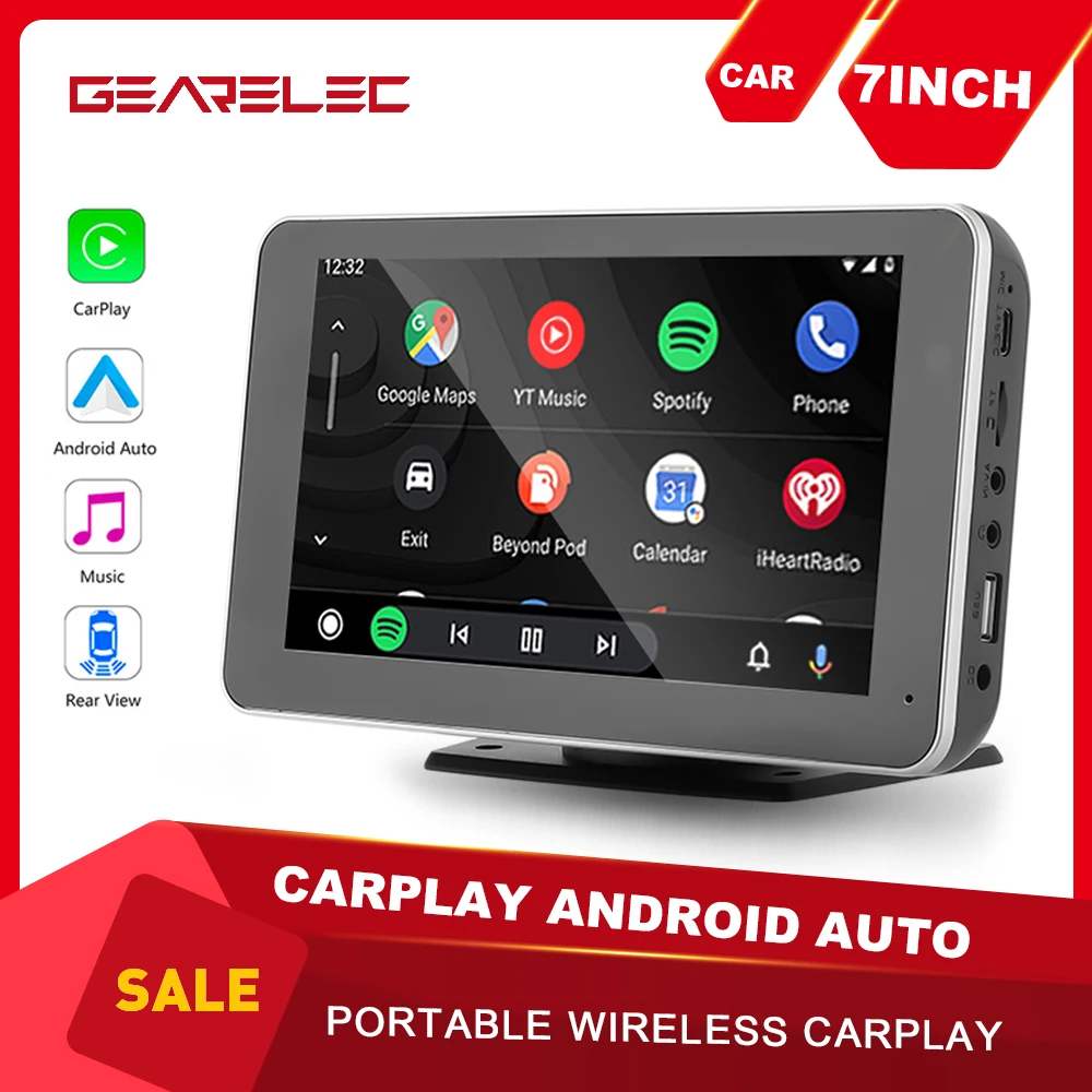 Reproductor Multimedia con Bluetooth para coche, Radio estéreo con Android, Carplay inalámbrico portátil de 7 pulgadas, Audio manos libres, llamadas, MP5, receptor