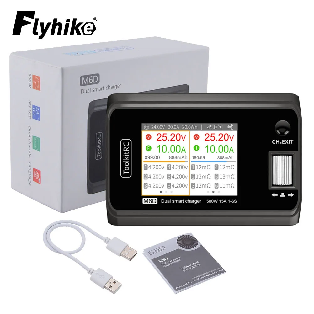 ToolkitRC M6D 500 Вт умное зарядное устройство 15а DC двухканальный мини-разрядник с блоком питания для 1-6S Lipo батареи FPV модели Vs M8