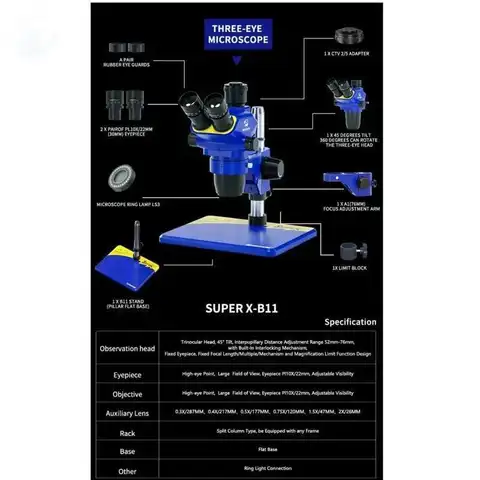 Крупногабаритный оптический микроскоп Mechanic с широкоугольным окуляром, окуляром PL10X/22 мм