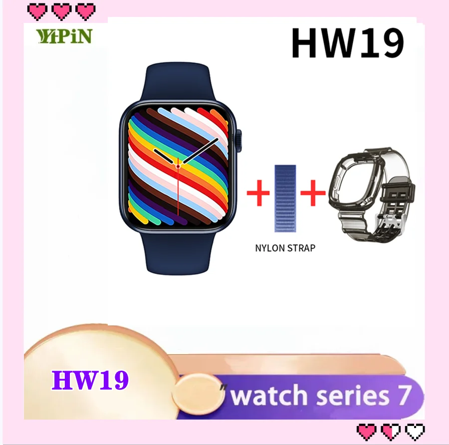 Reloj inteligente HW19 1,77, reloj inteligente con función de billetera, Bluetooth, llamada, doble botón, Monitor de ritmo cardíaco, pk W66 iwo 13 HW22pro