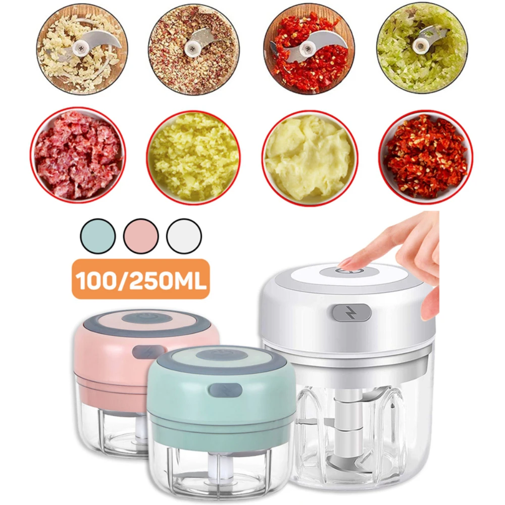 

Mini Chargeable USB Garlic Masher 100/250ml Electric Garlic Press Mincer Vegetable Chili Meat Garlic Chopper Kitchen Tools Acces