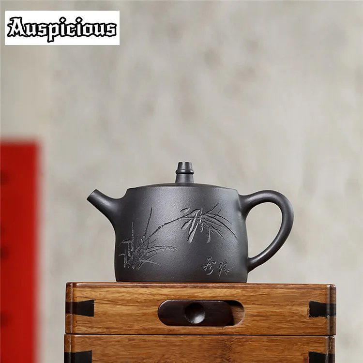 230 мл традиционные чайники из фиолетовой глины Исин бамбуковый лист ручной