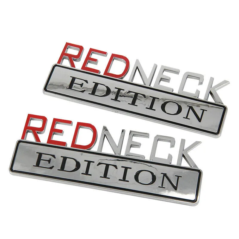 

2pcs Car Sticker REDNECK EDITION EMBLEM Badge Sticker Decal RED NECK EDITION For Ford F-150 F250 Silver Red ABS