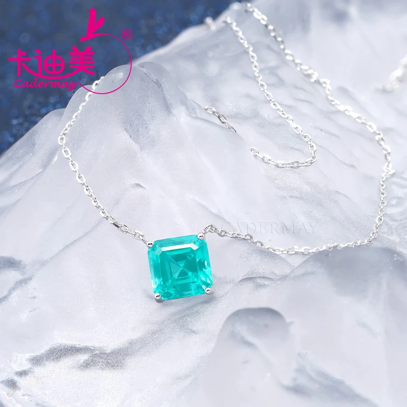 CADERMAY выращен в лаборатории YAG с иклюзией цвета Параиба S925 ожерелье-цепочка из