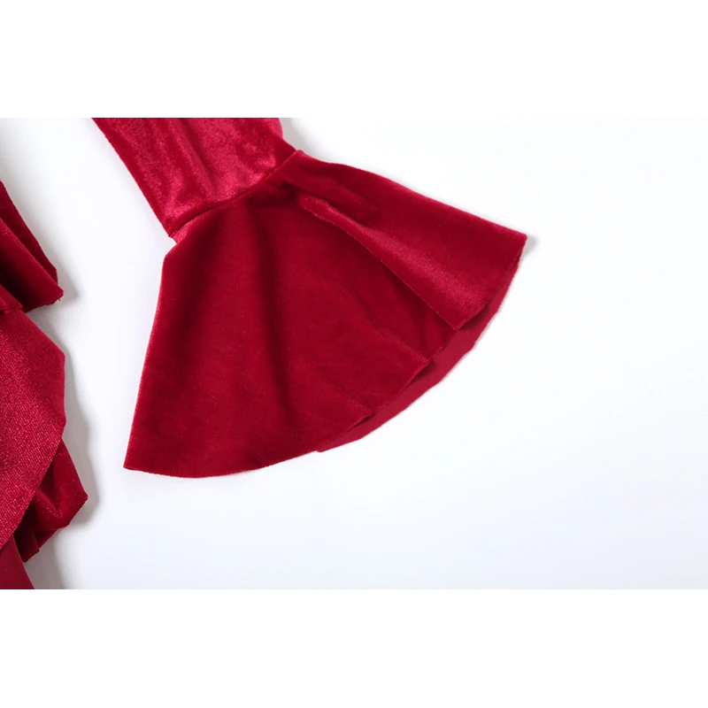 AniLV Рождественская семейная вечеринка женское красное бархатное вечернее платье