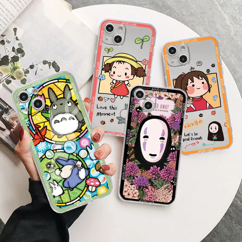 

Soft Silicone Case for iPhone 14 Pro Max 13 12 Mini 11 Pro XR XS X 8 7 6 6S 14Plus Shell Cover Funda Ghibli Spirited Away Totoro