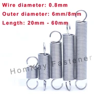 5102030 pcs wd 0 8mmod 6mm8mm 304 stainless steel s hook tension cylindroid helical pullback extension tension coil spring