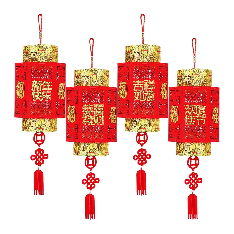 

4 Pieces Chinese Red Lanterns Happy New Year Red Lanterns Red Lanterns Decorations For New Year Holiday Party Wedding