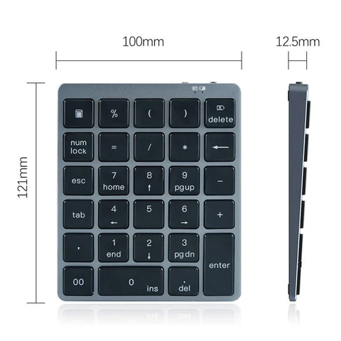 Цифровая клавиатура Numpad Перезаряжаемая Bluetooth-совместимая внешняя клавиатура с 28 клавишами для ноутбуков, настольных компьютеров