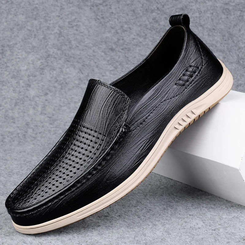 

Men's 2022 Newly Summer Loafers Shoes Breathable Genuine Leather Soft Man Casual Slip-on Luxury Shoes Cowhide Summer Loafers Men