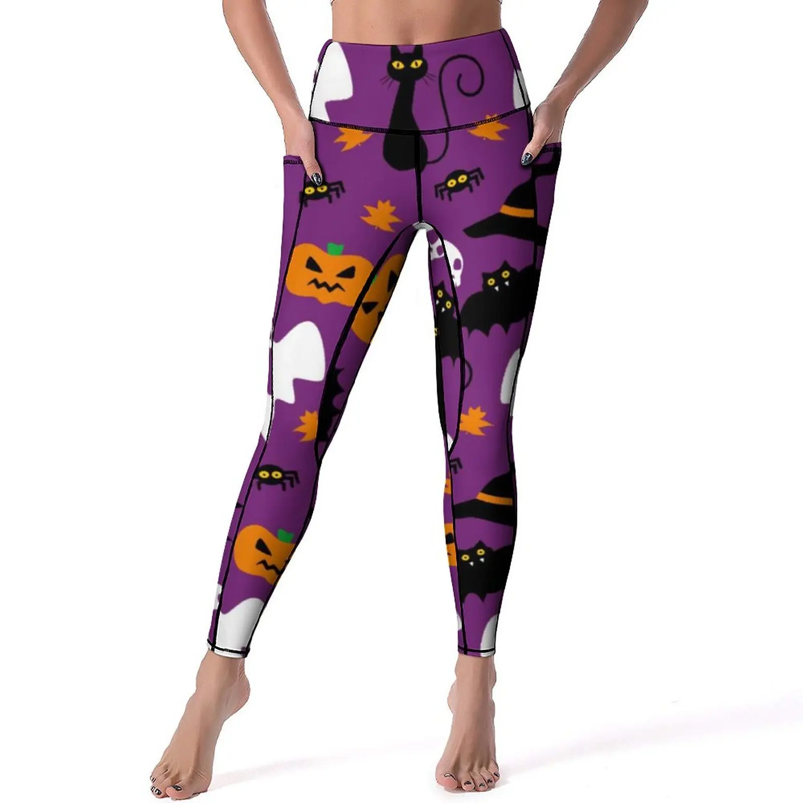 

Cute Halloween Leggings Spooky Pumpkin Boo Ghost Skull Gym Yoga Pants High Waist Sweet Sport Pants Stretch Design Yoga Legging