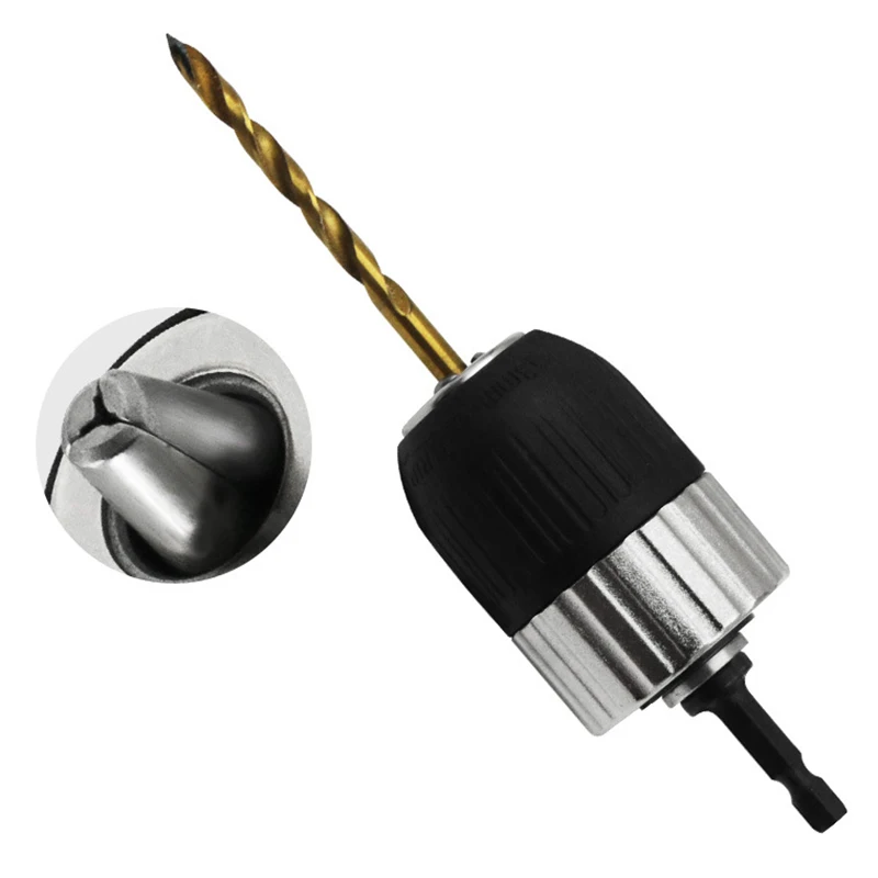 

2-13mm Clamping Range Self-locking Keyless Electric Drill Chuck Driver Tool Keyless Adapter Impact Hex Shank