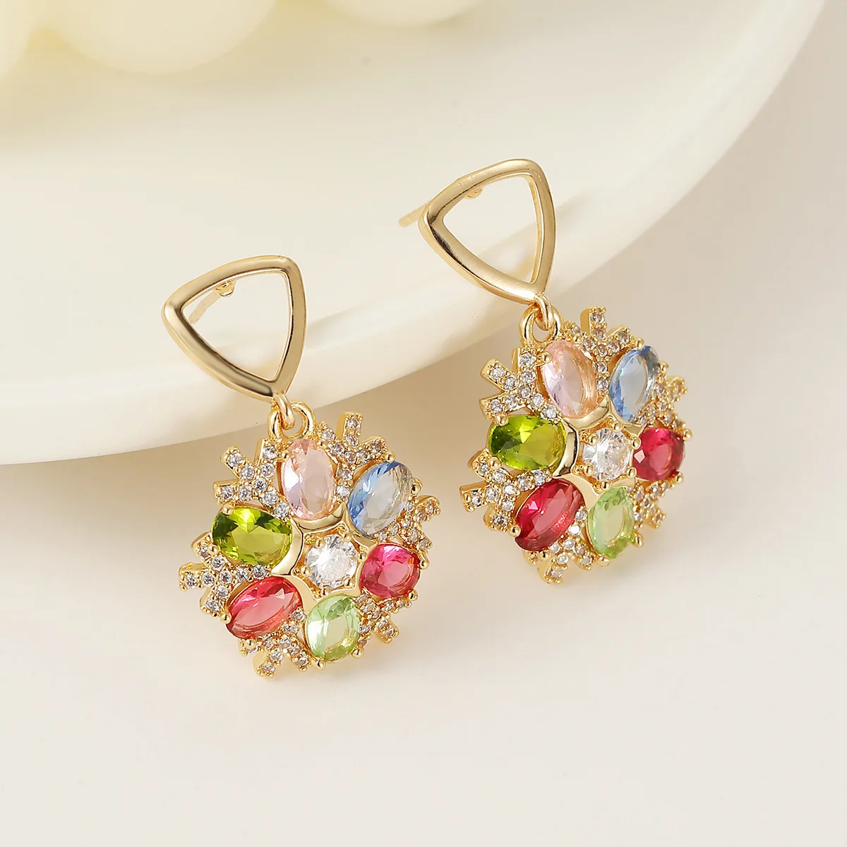 

Tourmaline Earrings Candy Color Flower Earring Fine Fashion Charm Wedding Women's Geometry Jewelry Weddings And Parties