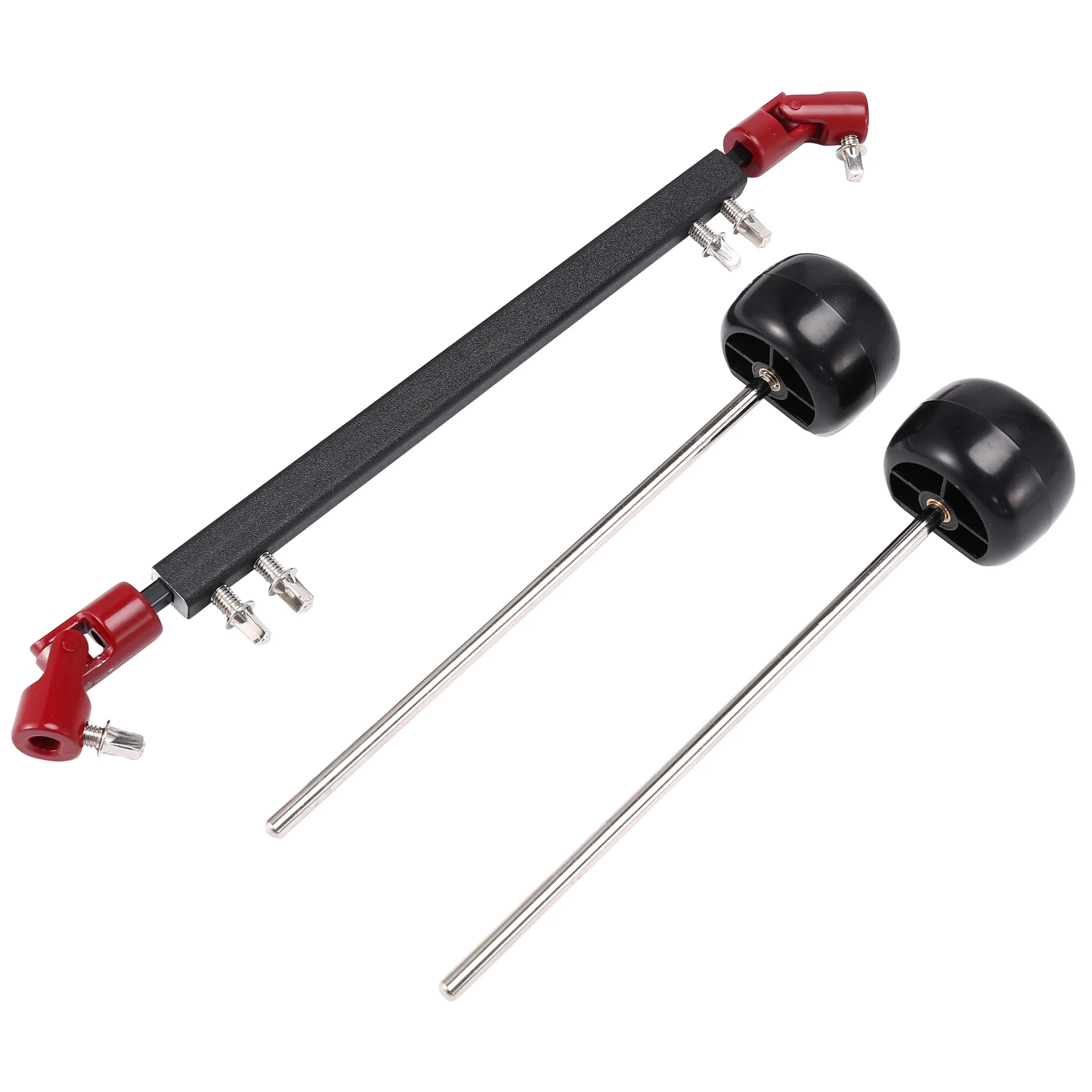 

Double Drum Drive Shaft Connecting Bar Bass Drum Pedal Linkage with 2 Flat Head Drum Hammers for Drum Set Accessories