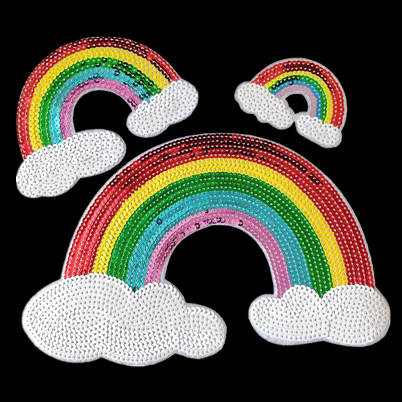 Сверкающая радужная милая нашивка с блестками сделай сам железная/шивная