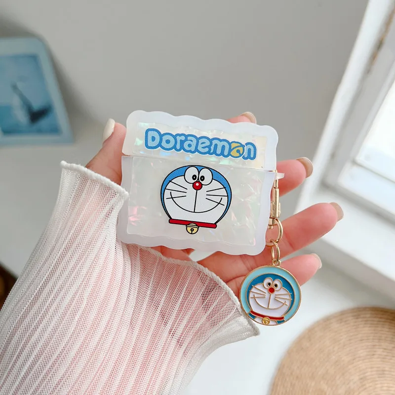 

Cute Cartoon Doraemon Shell Pattern TPU Earphone Case For Apple Airpods 1 2 Pro 3rd Box Bluetooth Headset Cover With keychain