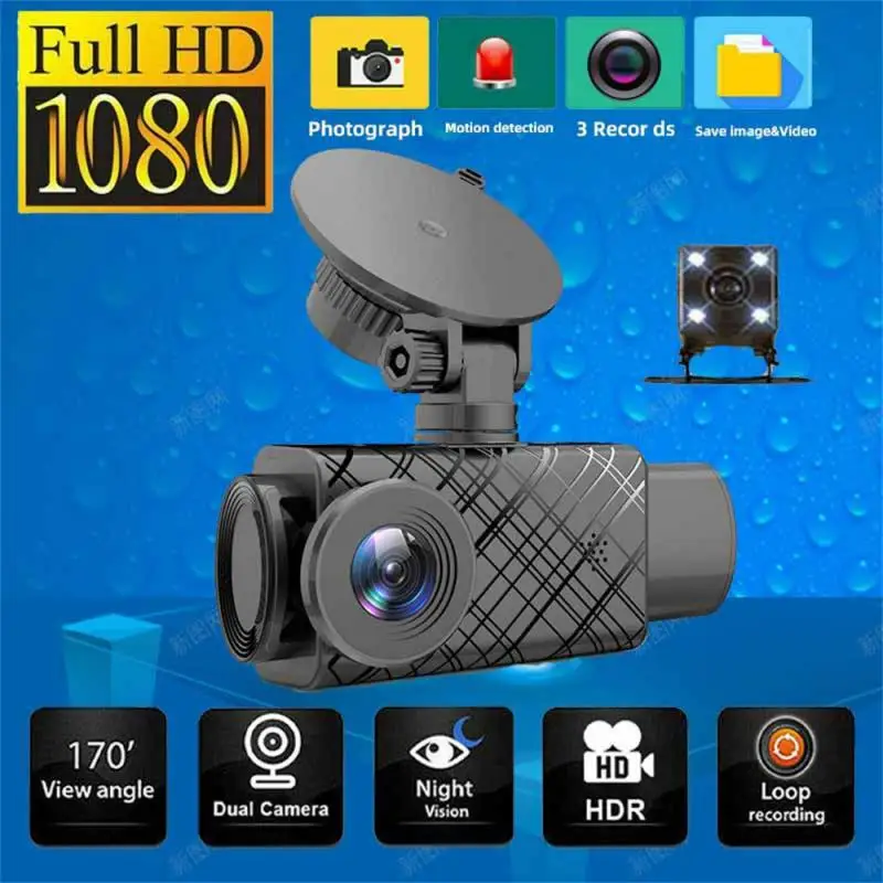 

New Car Dash Cam DVR 1080P Driving Recorder Dashcam 3 Camera Night Black Box 24H Parking Monitoring Loop Recording