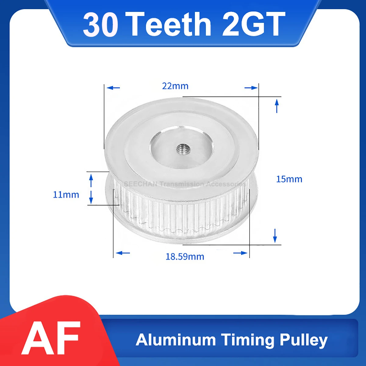 

30 Teeth 2GT Timing Pulley Bore 4/5/6/6.35/8/10/12/12.7mm Aluminum Synchronous Wheel 3D Printer Parts For Width 10mm Timing Belt