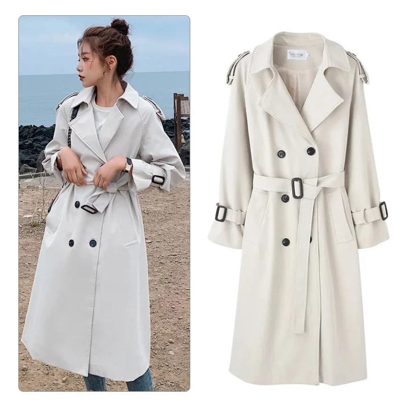 

2022 Fashion New Windbreaker Women Trench Coat Long Belted Slim Lady Duster Coat Cloak Female Outerwear Spring Autumn Clothes