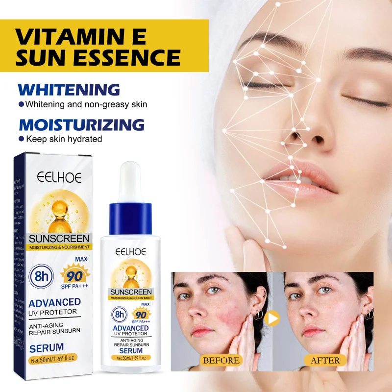 

Vitamin E sunscreen essence anti UV Protection repair sunburn moisturizing skin care refreshing face body sun block serum