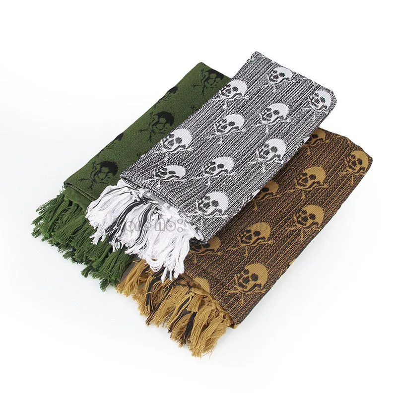 100% Cotton Multifunction Tactical Desert Skull Head Scarf Shemagh Arabic Keffiyeh Bandana Military Scarves images - 6