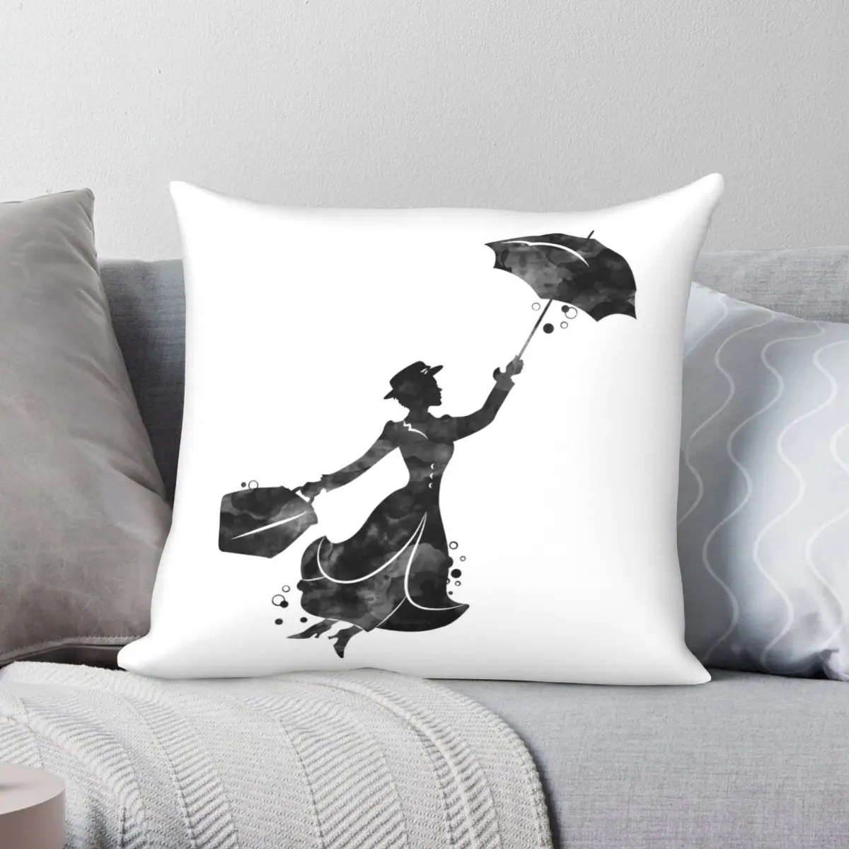 

Квадратный чехол для подушки Mary Poppins, полиэстеровый льняной бархатный креативный декоративный чехол для подушки на молнии, чехол для автомо...