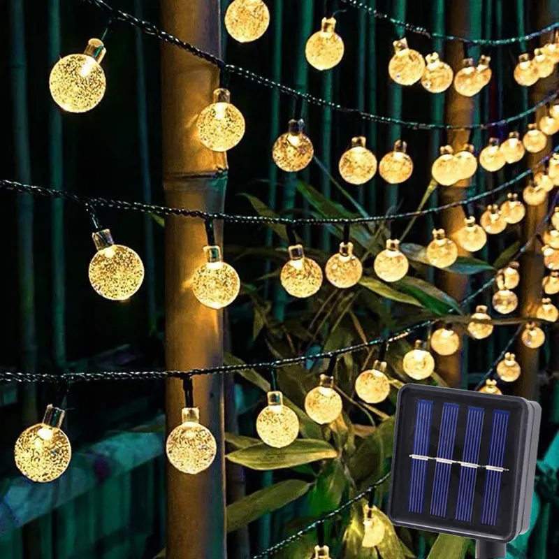 Solar LED Bubble Ball String Lights Waterproof Holiday Christmas Wedding Home Outdoor Decorative  Lamp Lights Courtyard