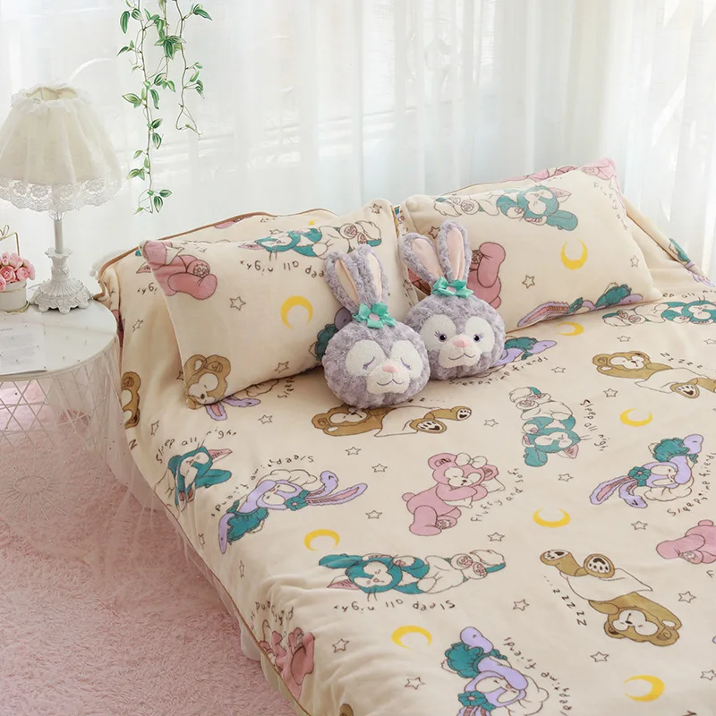 200CM Duffy ShellieMay Plush Flannel Blanket Cute Cartoon Bear Quilt Beding Decor Anime Nap Air Conditioner Quilt Sofa Mat images - 6