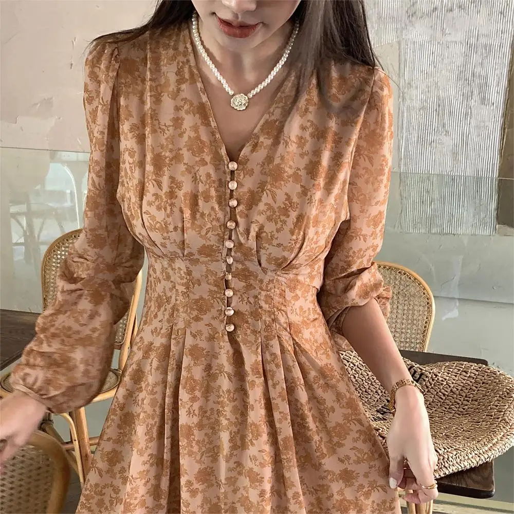 Женское винтажное длинное платье с поясом Шифоновый Сарафан средней длины