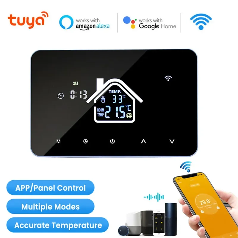 

Беспроводной интеллектуальный термостат с Wi-Fi, электрический регулятор температуры, жидкокристаллический дисплей