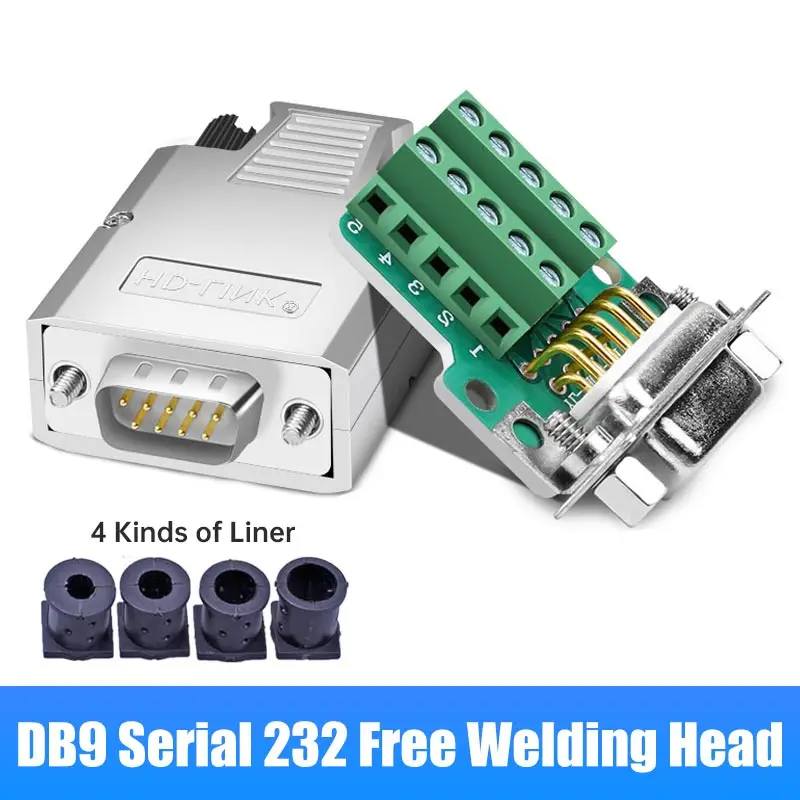 

1pc DB9 Solder-free Connector Metal Shell 9-pin RS232 COM Serial Port Plug D-SUB 9 Pin Male Female Breakout Terminal Connectos