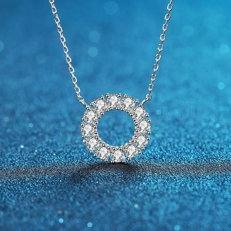 Ожерелье из 18-каратного Платины и бриллианта Женский Круглый Кулон бриллиантов с