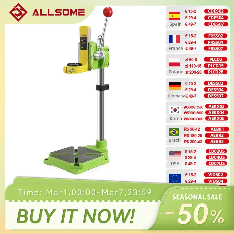 

ALLSOME MINIQ BG6117 стенд для сверла/Пресс мини-держатель для электрической дрели 90 градусов вращающийся зажим для верстака с фиксированной рамой