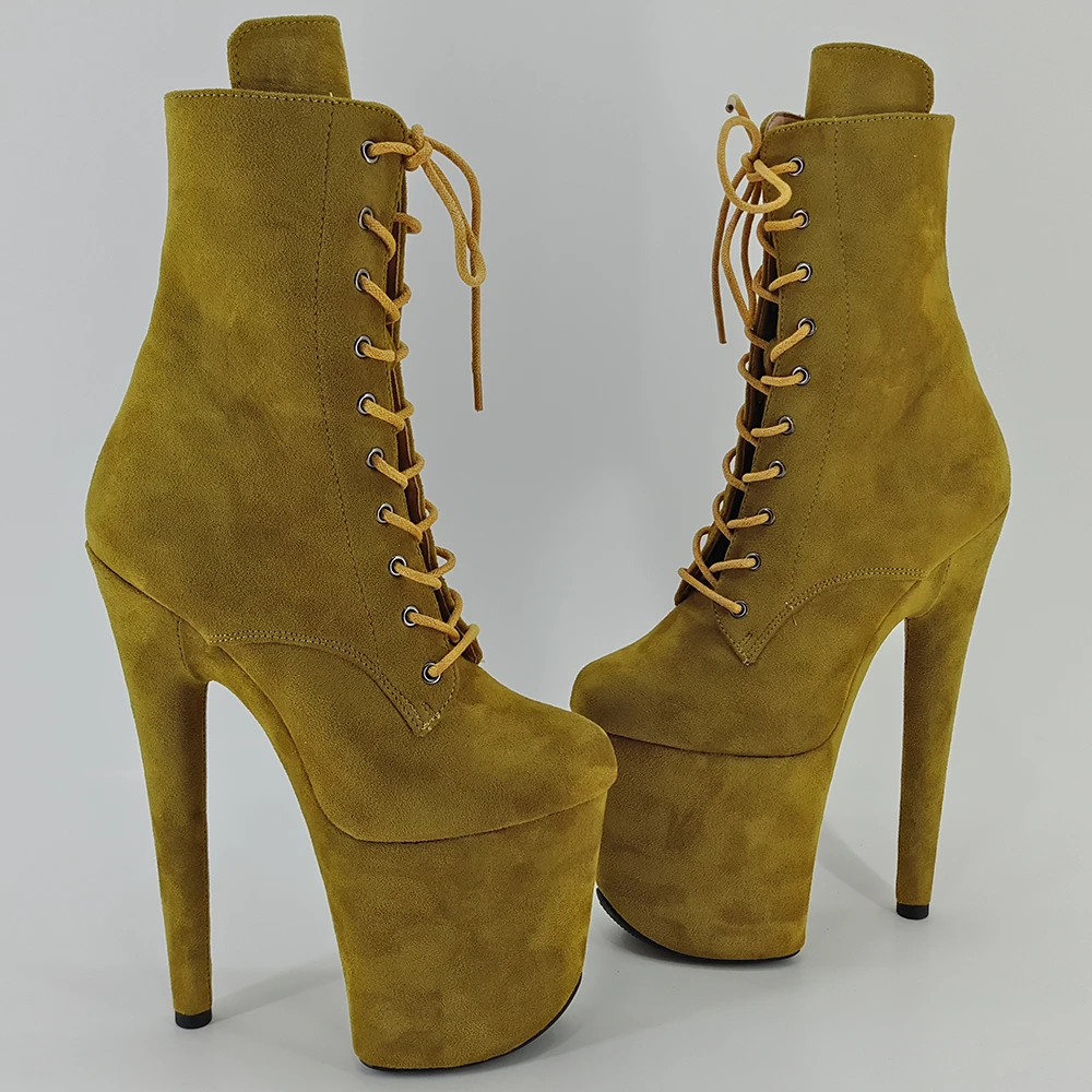 Leecabe Yellow Suede 20CM/8Inch Women's Platform disco party High Heels Shoes Pole Dance boot
