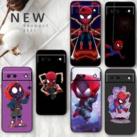 marvel cartoon spiderman for google pixel 7 6 pro 6a 5a 5 4 4a xl 5g shell soft silicone fundas coque capa black phone case