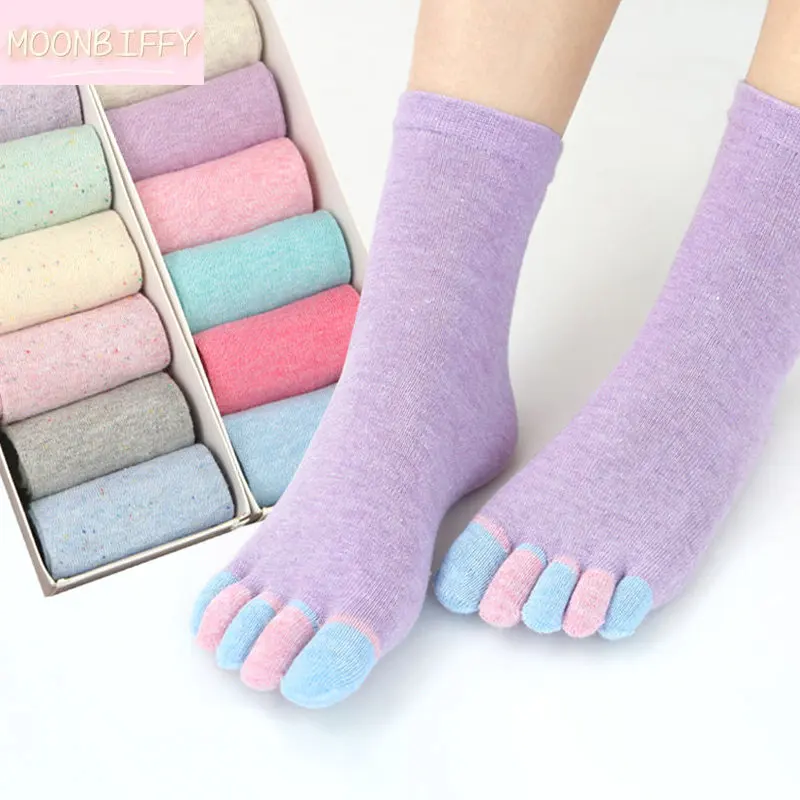 

One Pair Colorful Candy Color Cotton Five Finger Toe Socks Breathable Soft Five Finger Sock Girls Streetwear Split Toe Socks
