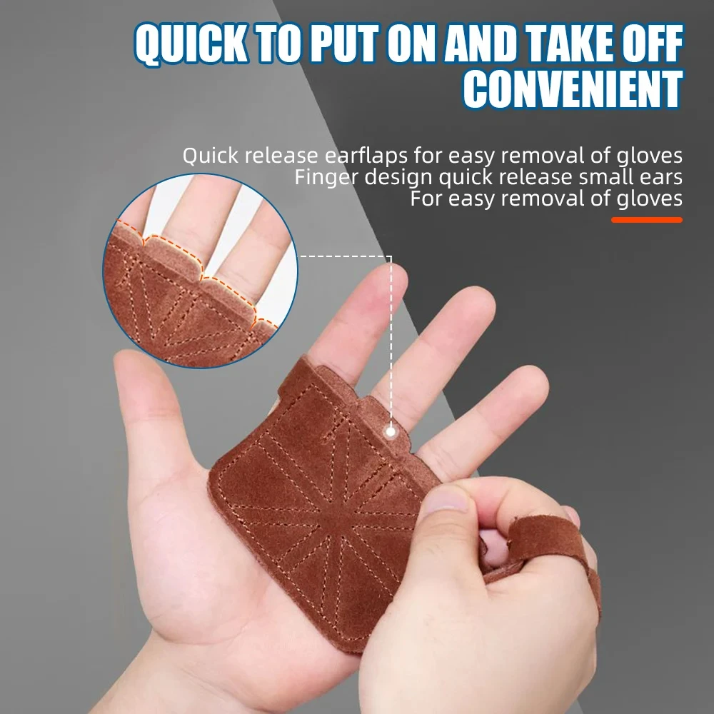 Перчатки из воловьей кожи для тренажерного зала противоскользящие накладки