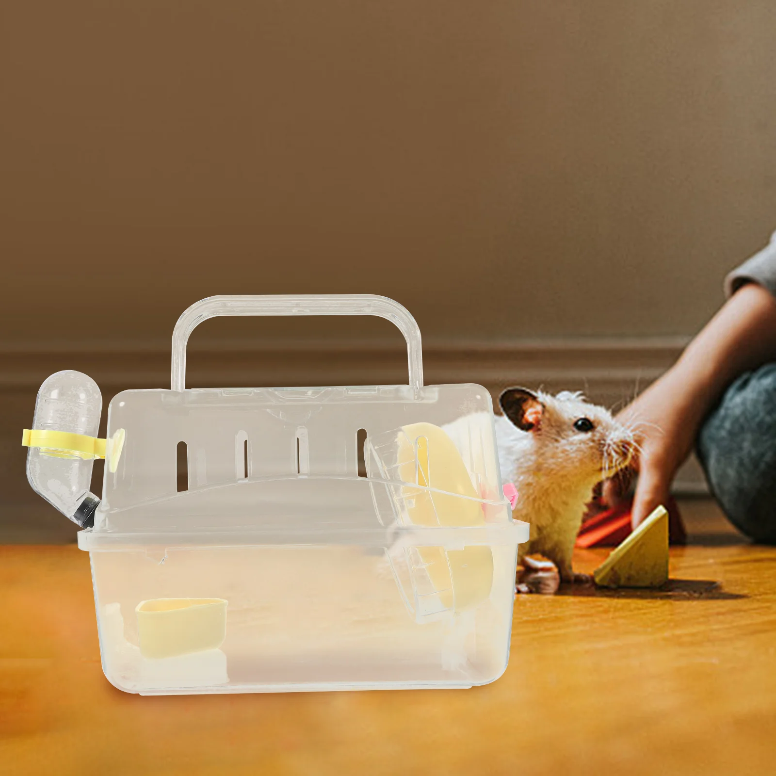 Hamster Cage Travel Case Mouse Guinea Pig Bedding Fully Transparent Carrying Carrier