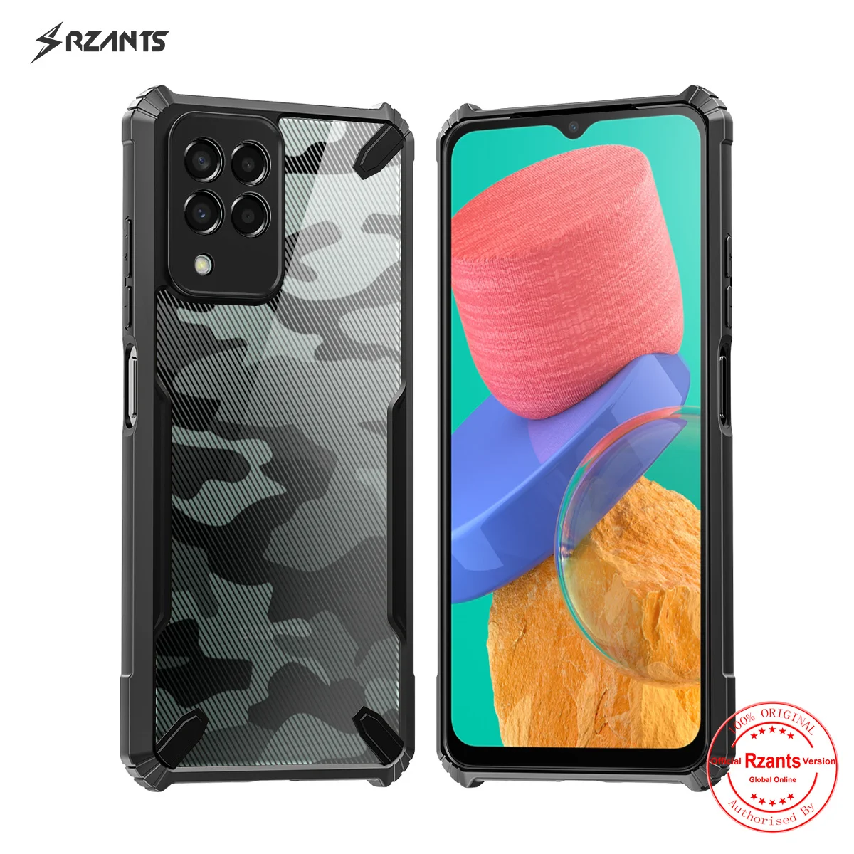 

Rzants для Samsung Galaxy M33 M53 телефон Жесткий [Камуфляжный бык] ударопрочный тонкий кристально прозрачный чехол Funda тонкий корпус
