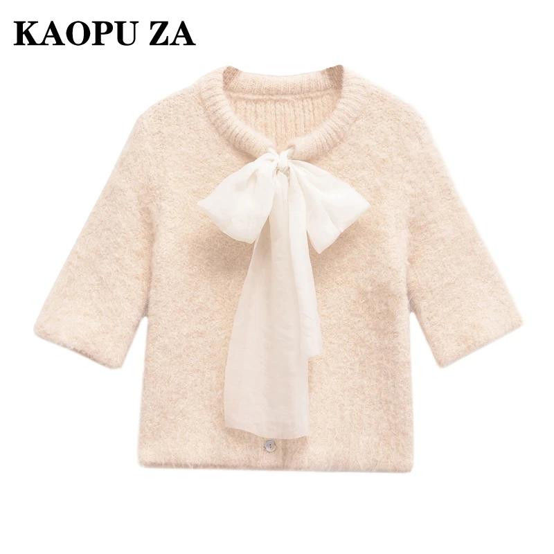 KAOPU ZA 2024 осенняя новая женская куртка-свитер в консервативном стиле с круглым