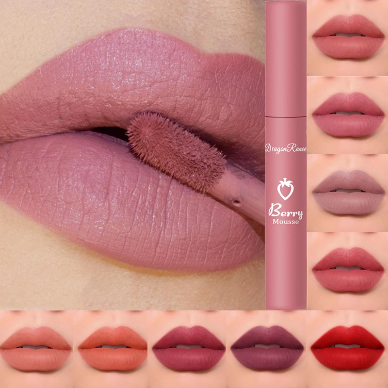 1PC Makeup Matte Nude Liquid Lipstick 12 Colors Waterproof Long Lasting Lip Gloss Sexy Red Pink Velvet Lipsticks Women Cosmetic - купить по