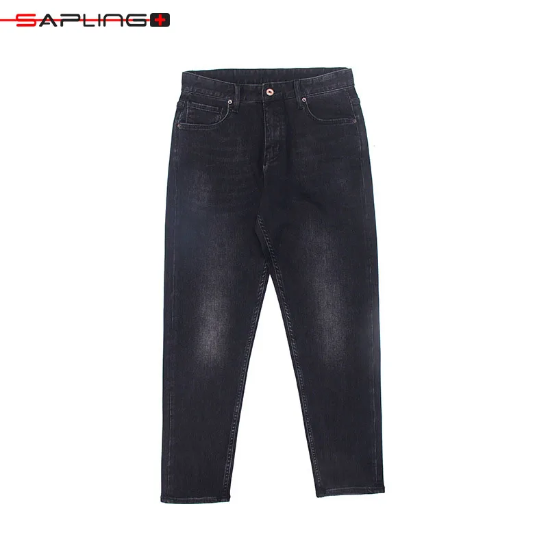 

Black Jeans Men's Autumn Winter Thickened Urban Light Business Jeans High Waist Elastic Trousers Loose Straight Men Denim Pants