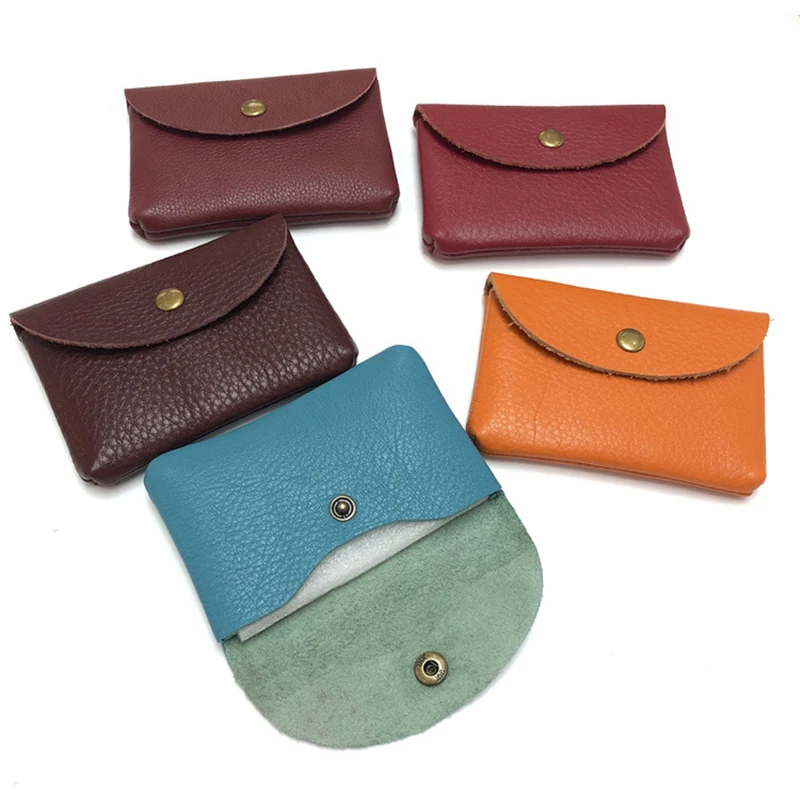 

New First Layer Cowhide Purse Hidden Hook Coin Pocket Women Men Package Mini Genuine Leather Holder Case Bank Card Earphone Bag